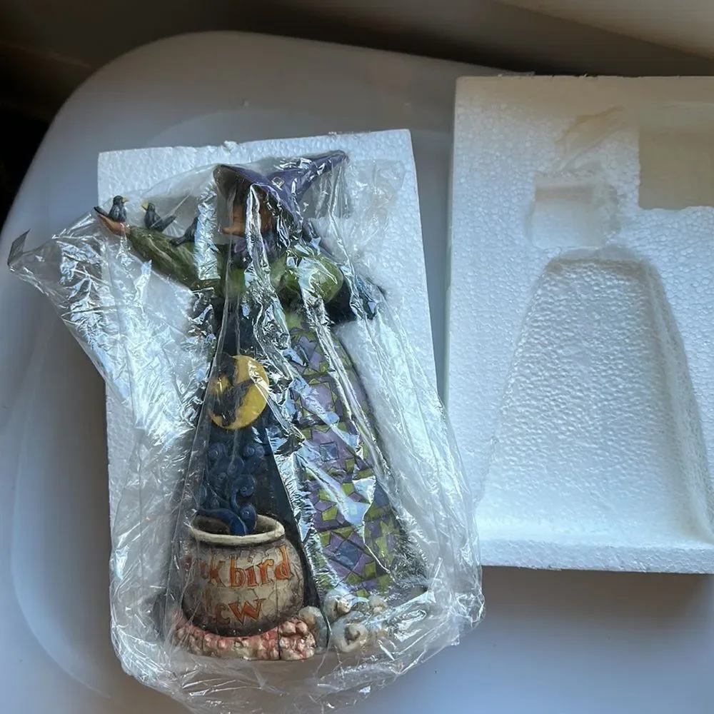 New in box 2004 Jim‎ Shore Black Bird Stew Witch with Black Birds Figurine